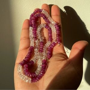 24” sapphire moonstone rondelle necklace